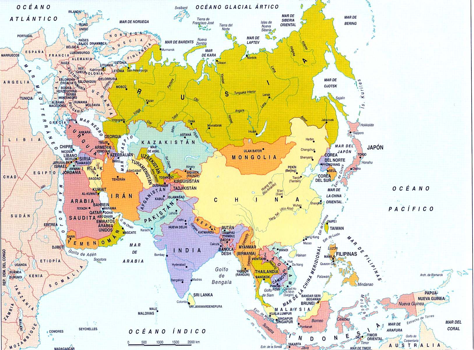 Los 49 países de Asia y sus capitales (mapa incluido) - Libretilla